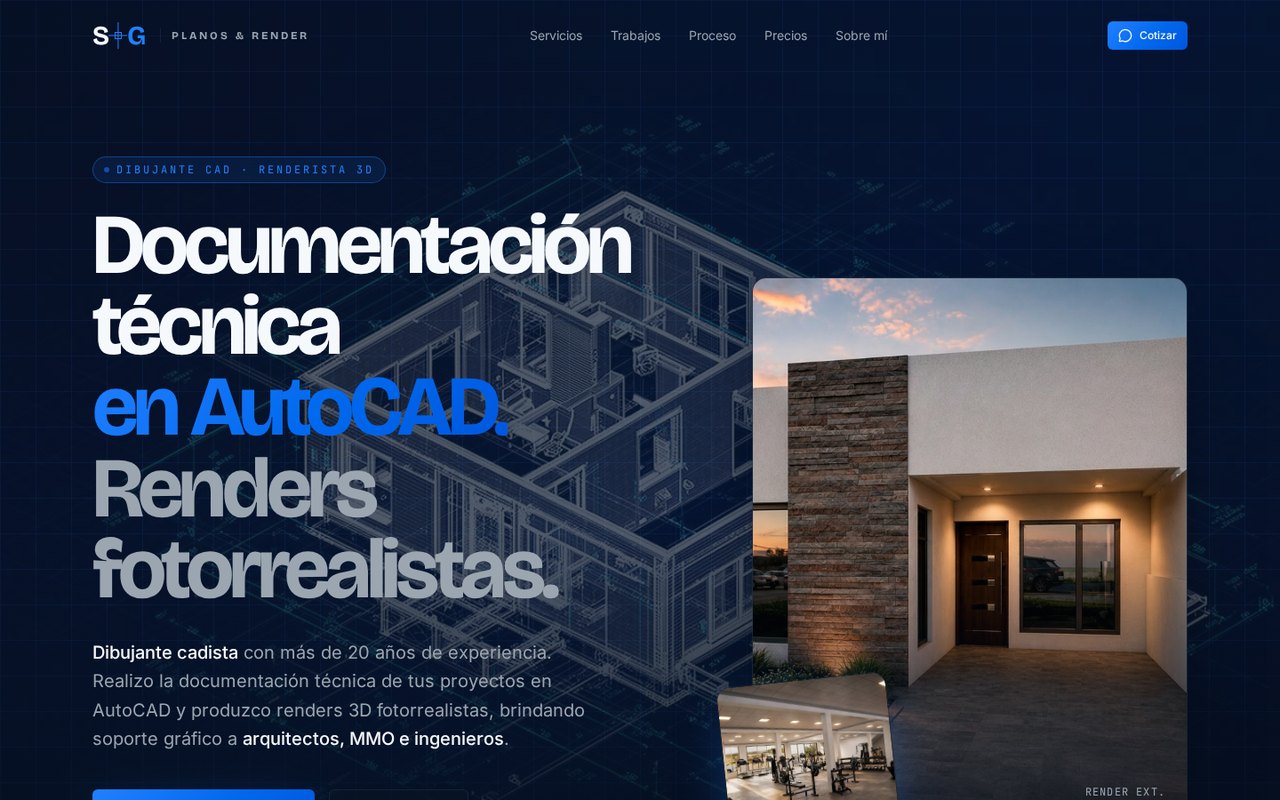 Portada de la página web de SG Planos creada por GUTTWEB